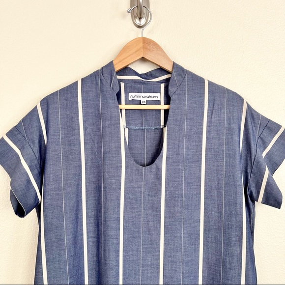 RUMI MURAKAMI Chambray Striped Dress in Blue - Picture 3 of 8